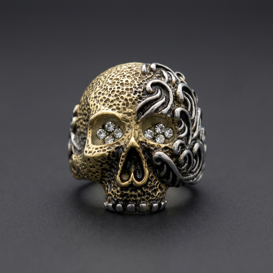 Gold-Tone ”Rock 'N Roll Fantasy" Solid Back Steel Ring (#097Gold)