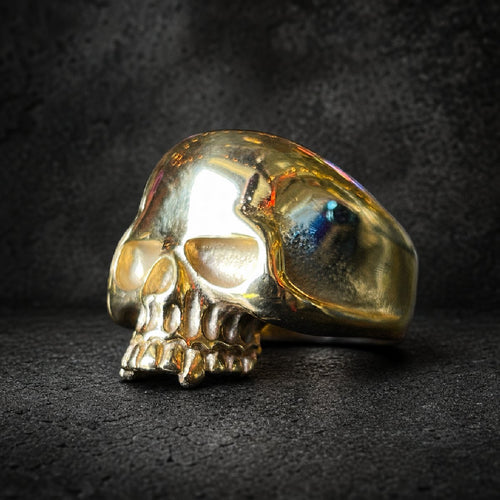 Keith Richards Inspired 'OLD SCHOOL' Gold-Tone Skull Ring - 316L stainless steel unisex jewelry, gold tone skull ring, 316…
