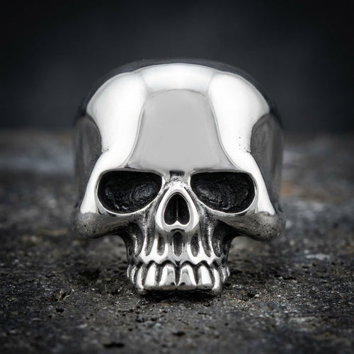 Keith Richards Inspired 'OLD SCHOOL' Skull Ring alternate view, 316L stainless steel mens skull ring for bikers