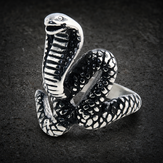 King Cobra Snake Biker Ring Stainless Steel - 316L stainless steel unisex jewelry (R0634)
