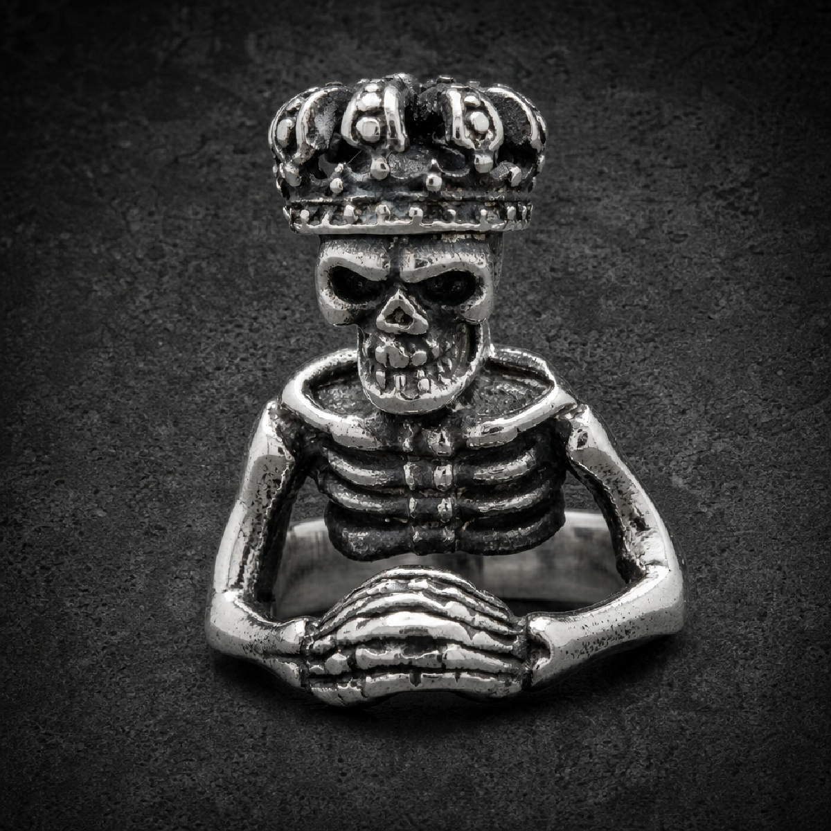 King of Pain - Stainless Steel Skeleton/Skull Ring - 316L stainless steel unisex jewelry (R0636)