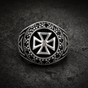 Knights Templar Cross - Ring w/Black Gemstones (#R0474)