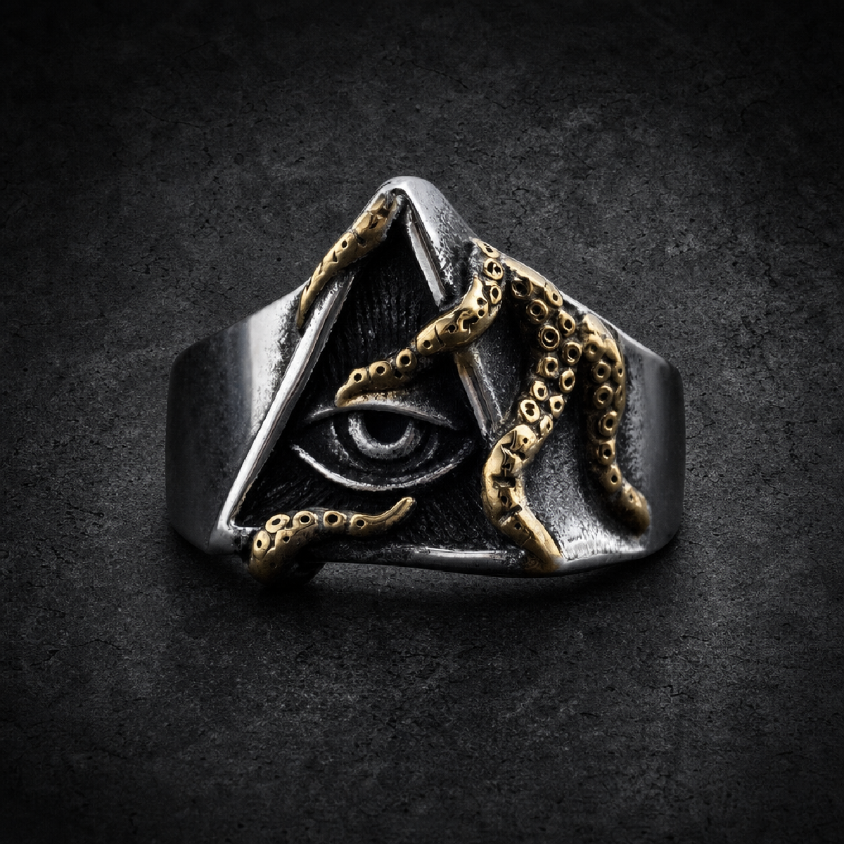 KRAIT - Triangular Eye Ring - 316L stainless steel unisex jewelry (R0866)