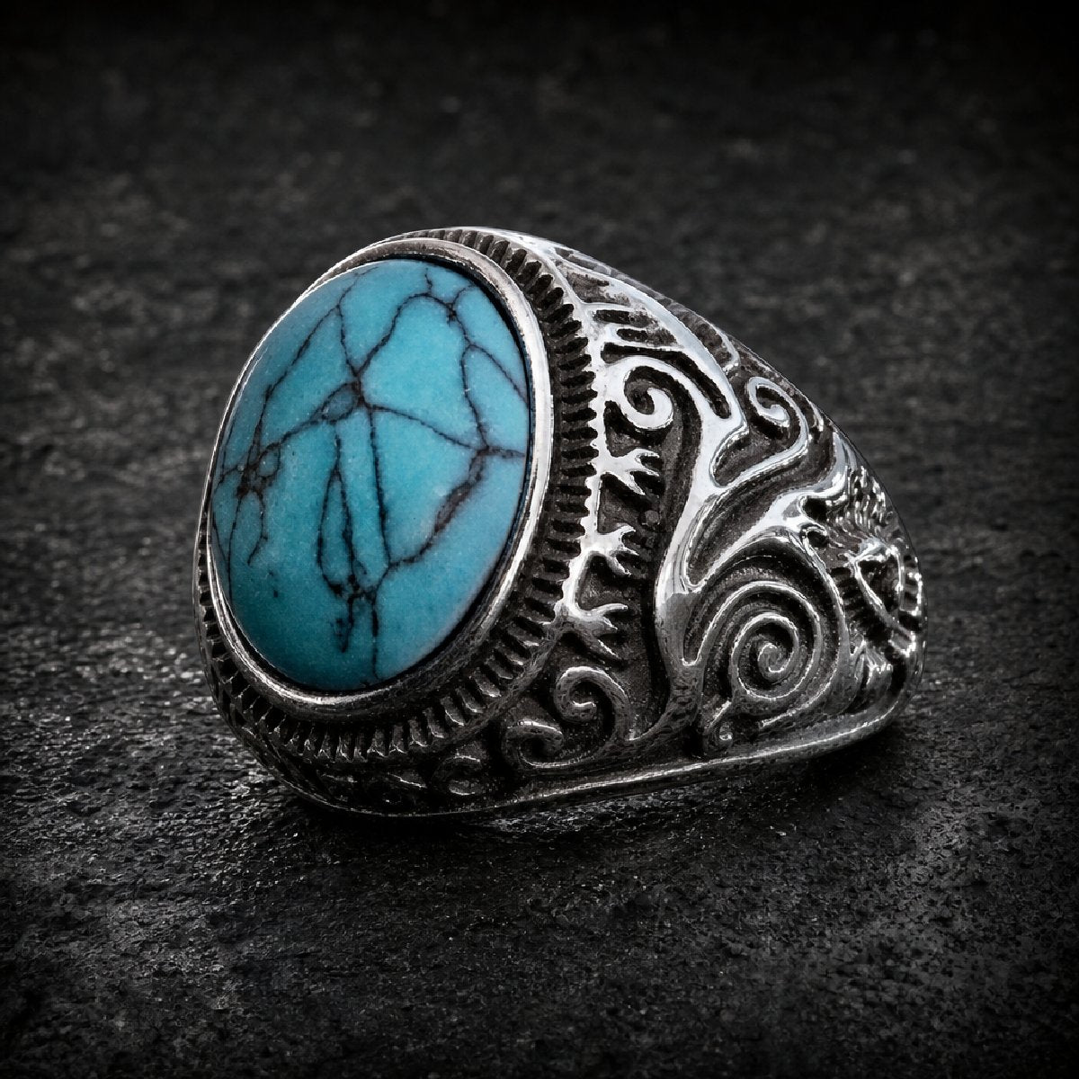 Land of the Navajo - Stainless Steel Ring - 316L stainless steel unisex jewelry, turquoise stainless steel ring, native am…