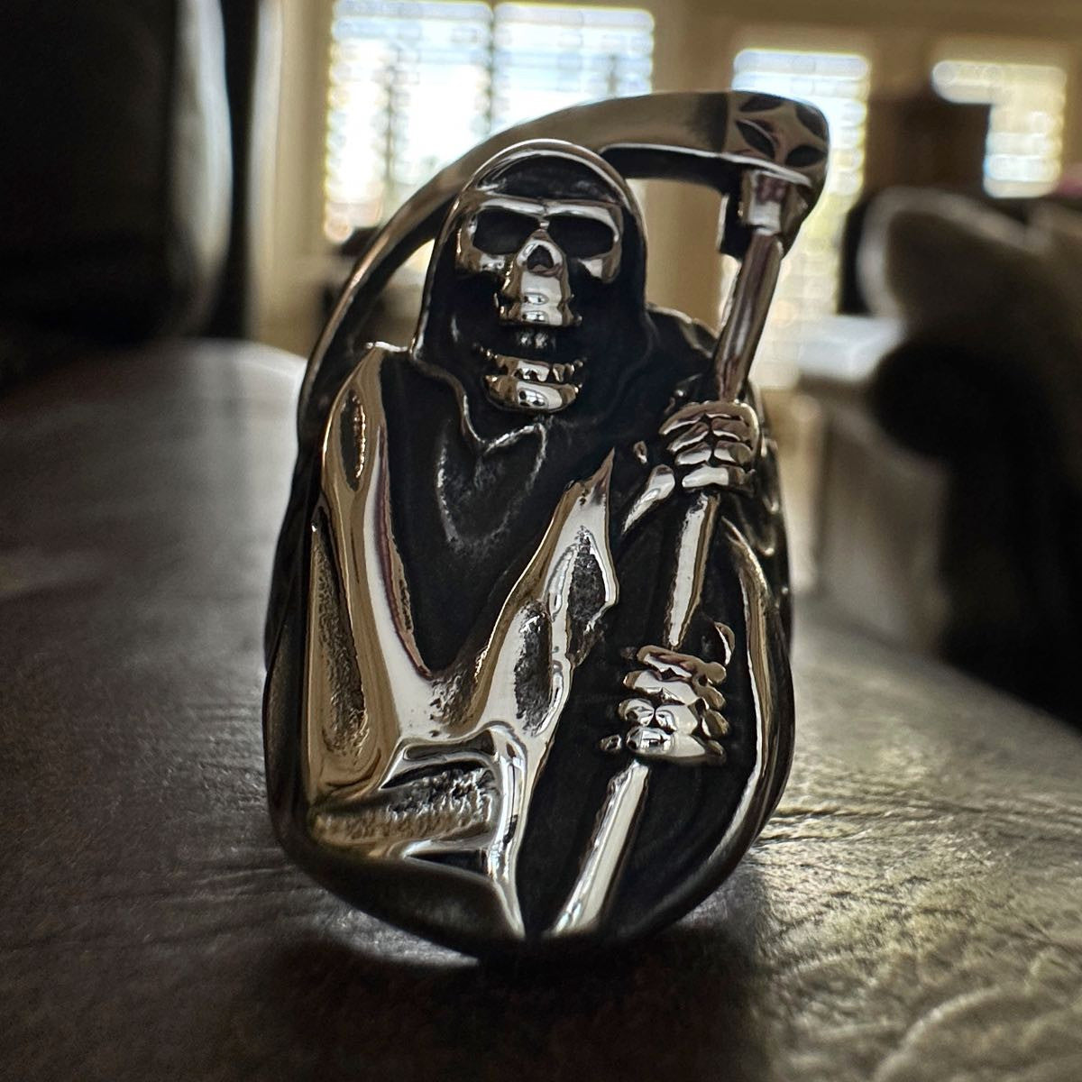 large grim reaper ring with sickle