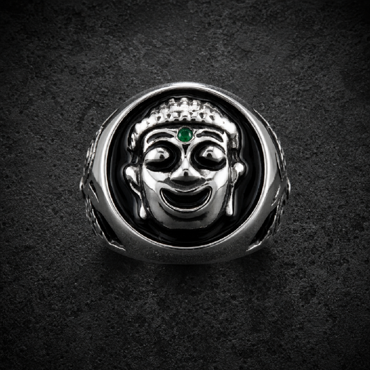 Laughing Buddha Stainless Steel Ring - 316L stainless steel unisex jewelry (R0548)