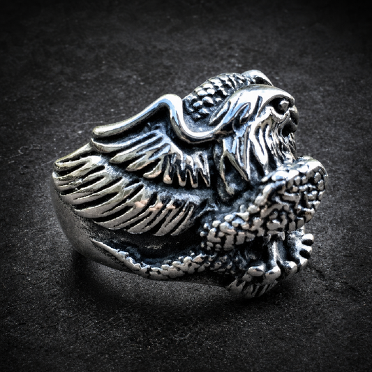Life In The Fast Lane - Eagle and Snake Ring - 316L stainless steel unisex jewelry (R0637)