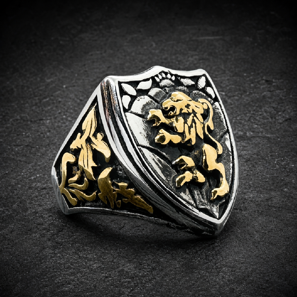 Lion Rampant Ring - 316L stainless steel unisex jewelry (R0762)