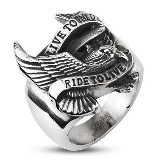 Badass old school eagle ring; live to ride ride to live - #1 seller in stugis, sd