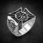 Lucky 13 - Big & Bold Skull Celtic Cross Ring (#R0321)