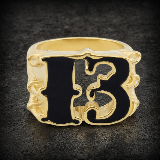 Lucky 13 Dragon Claw Stainless Steel & Gold Biker Ring - 316L stainless steel unisex jewelry (R0664)