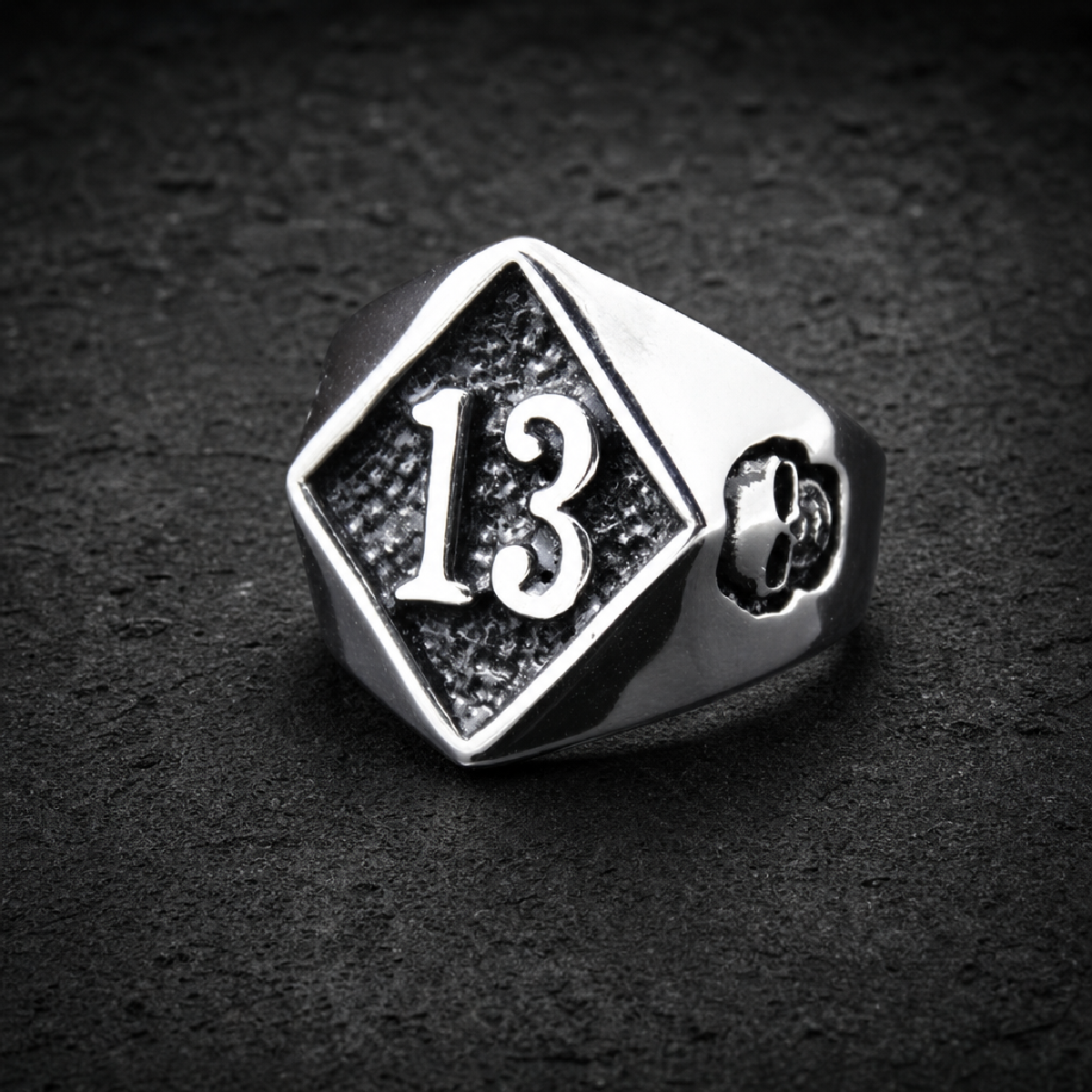 Lucky 13 Skull Outlaw Ring – Stainless Steel Power - 316L stainless steel unisex jewelry (R0707)