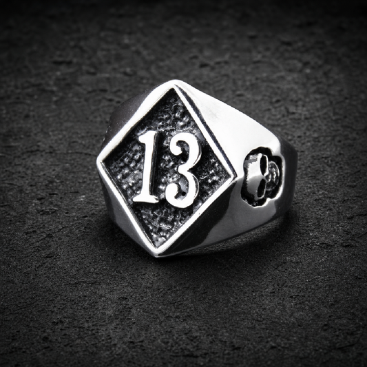Lucky 13 Skull Outlaw Ring – Stainless Steel Power - 316L stainless steel unisex jewelry (R0707)
