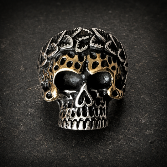 Magna Victoria 2-Tone Skull Ring - 316L stainless steel unisex jewelry (R0678)