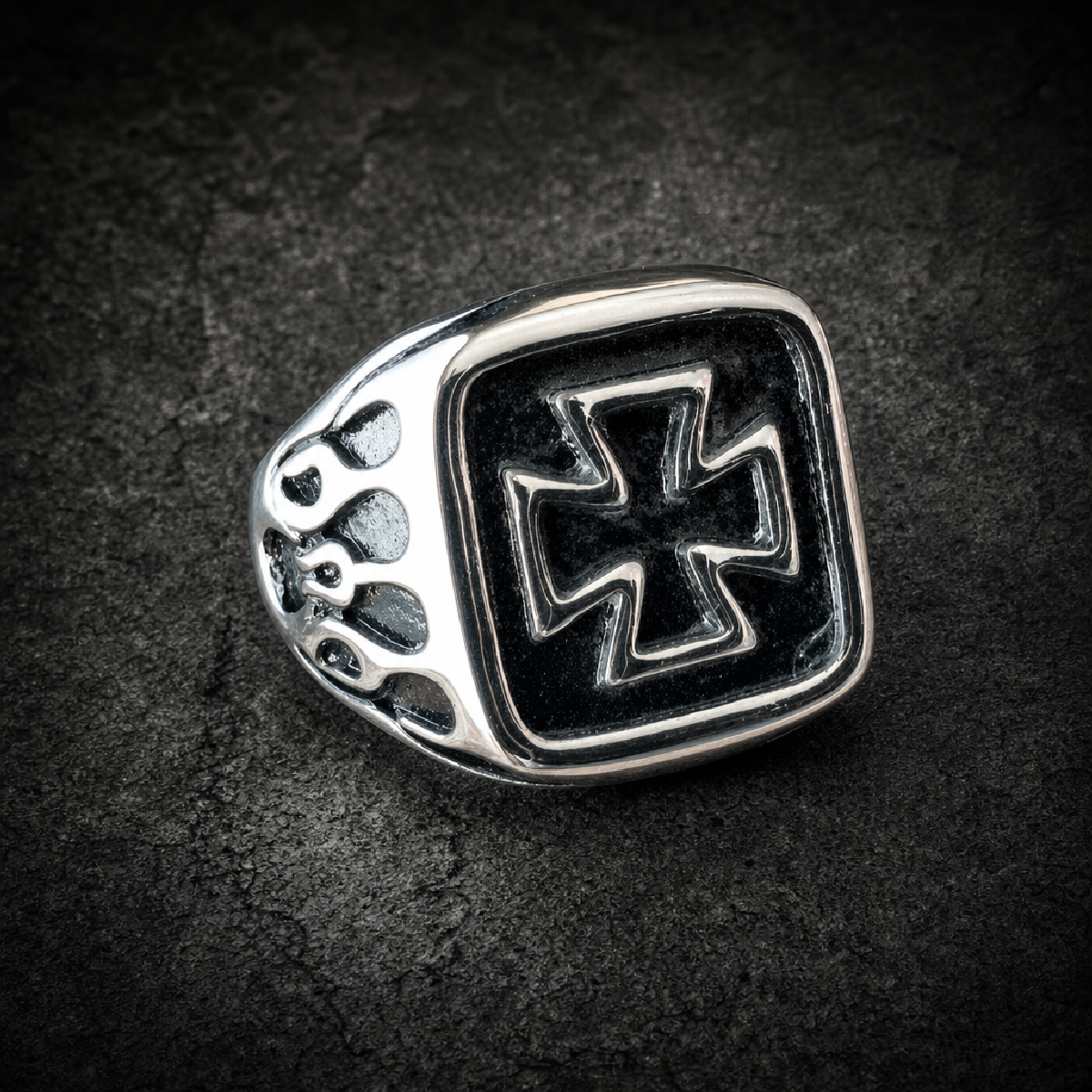 Maltese Cross & Flames Ring - 316L stainless steel unisex jewelry (R0764)