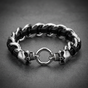 Leather & Steel Skull Bracelet (#B0023)
