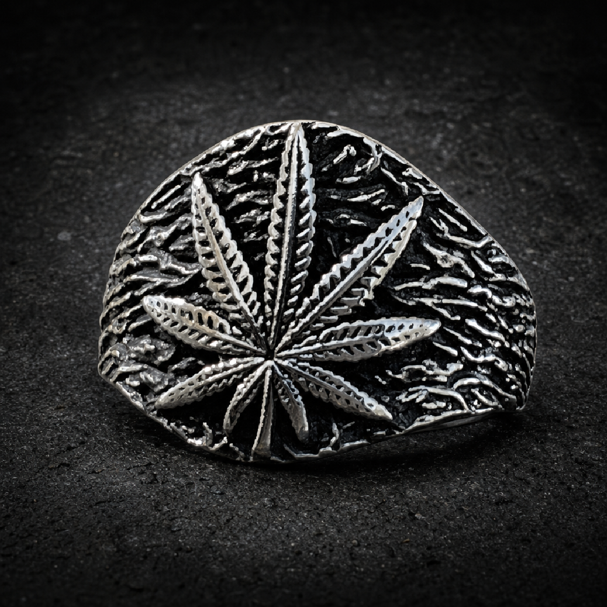 Marijuana Leaf Ring - 316L stainless steel unisex jewelry (R0577)