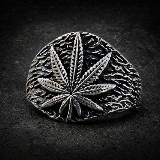 Marijuana Leaf Ring - 316L stainless steel unisex jewelry (R0577)
