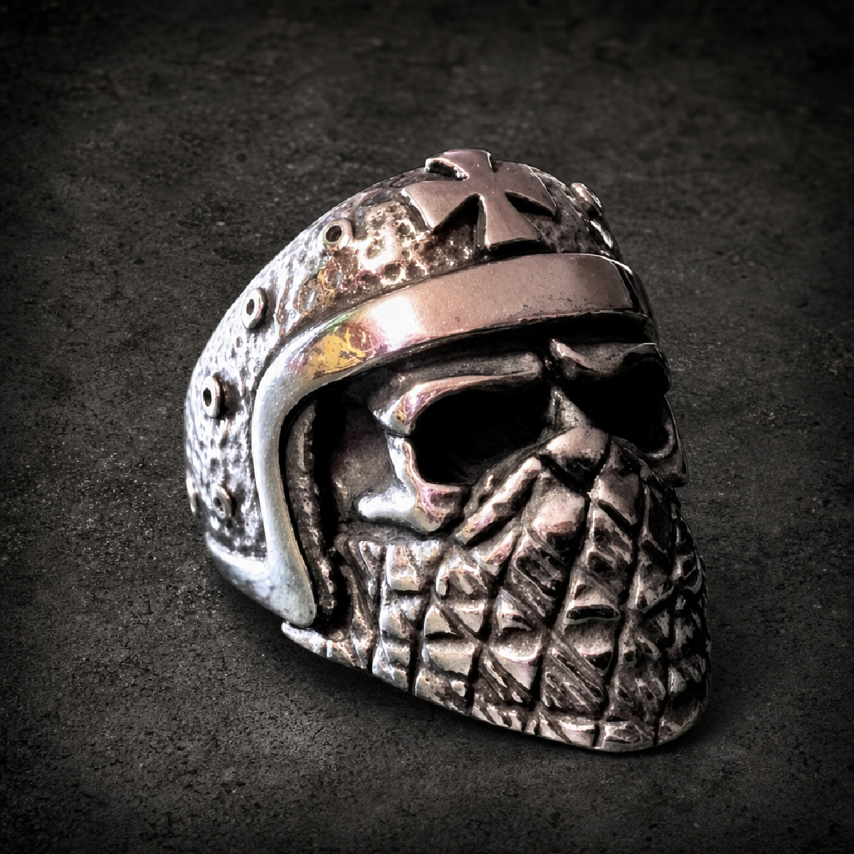 Masked Crusader Skull Ring - 316L stainless steel unisex jewelry (R0751)