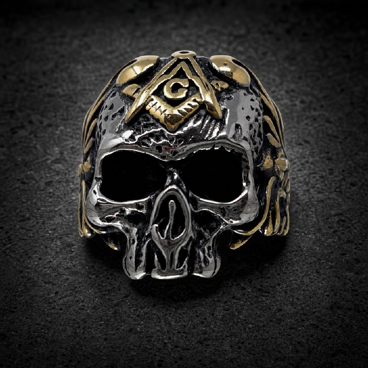 Masonic Brotherhood - Skull Ring - 316L stainless steel unisex jewelry (R0677)