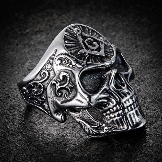 Masonic Skull Ring - 316L stainless steel unisex jewelry (R0391)