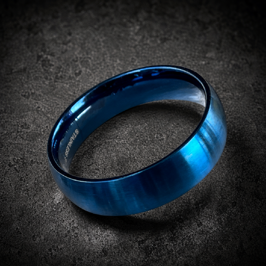 Matte Blue Band Ring - 316L stainless steel unisex jewelry (R0562)