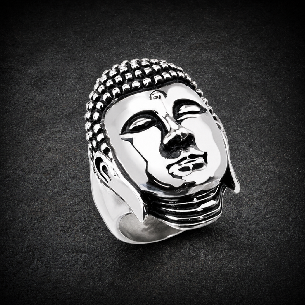 Meditating Buddha Stainless Steel Ring - 316L stainless steel unisex jewelry (R0439)