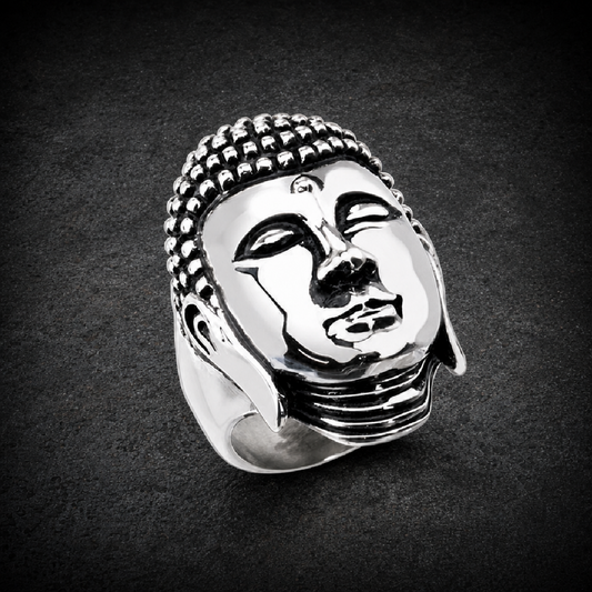 Meditating Buddha Stainless Steel Ring - 316L stainless steel unisex jewelry (R0439)