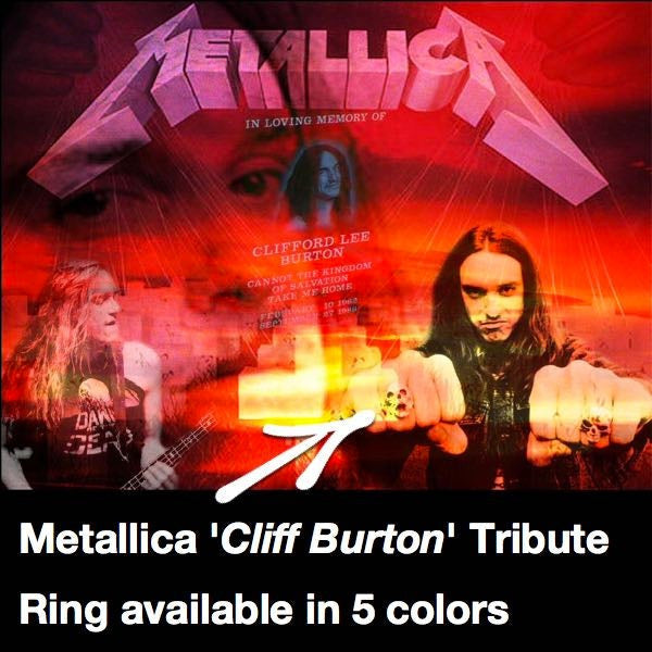 Metallica cliff burton plague skull ring