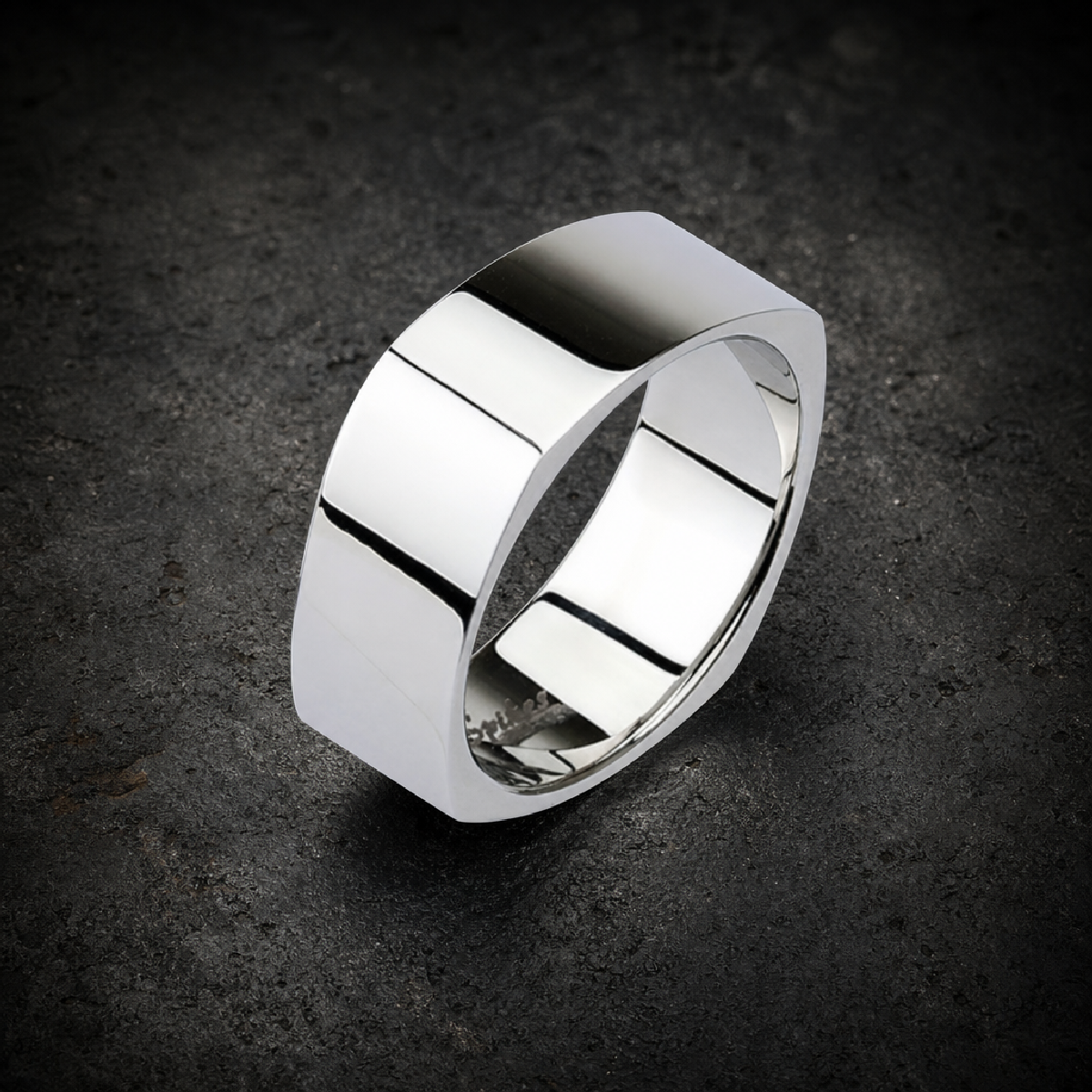 Mirror Polished Square Band Ring 316L Stainless Steel - 316L stainless steel unisex jewelry (R0564)