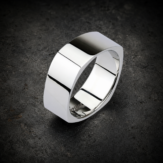 Mirror Polished Square Band Ring 316L Stainless Steel - 316L stainless steel unisex jewelry (R0564)