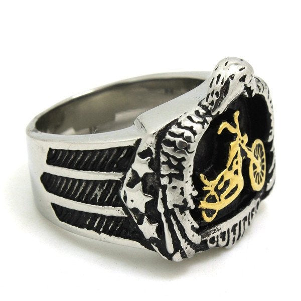 Stainless Steel Cool Biker Eagle Gold or Silver (your choice)