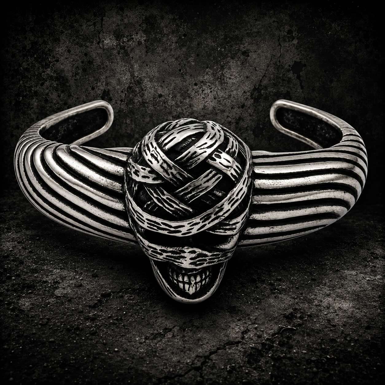 Ancient Mummy Skull Relic Cuff Bracelet (#B0047)