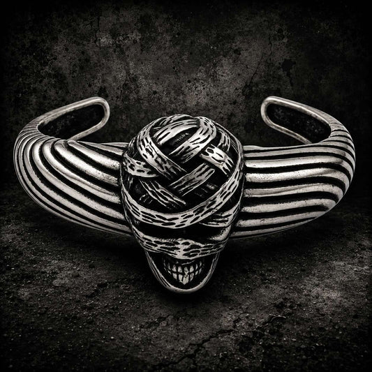 Ancient Mummy Skull Relic Cuff Bracelet (#B0047)