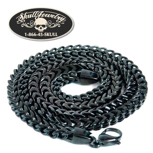 REBEL BLACK Stainless Steel Mens 24" x 1/4" Franco Necklace