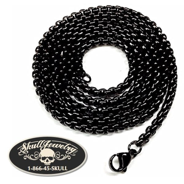 BLACK Stainless Steel Mens 24" x 1/6" Box Chain