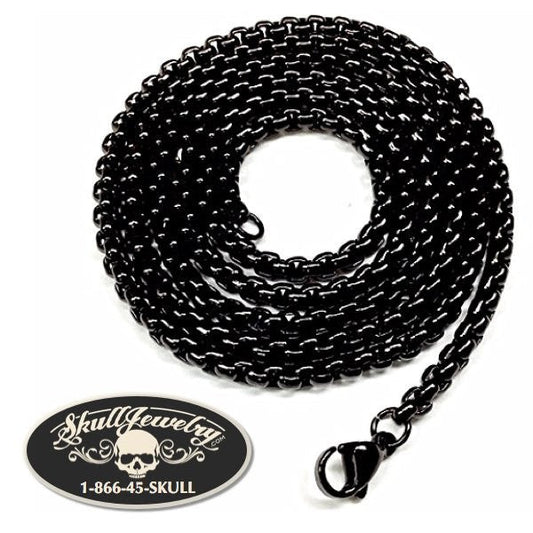 BLACK Stainless Steel Mens 24" x 1/6" Box Chain
