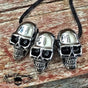 'Triple Skullz'  Skull Pendant w/ 24"-26" Necklace (#n031)