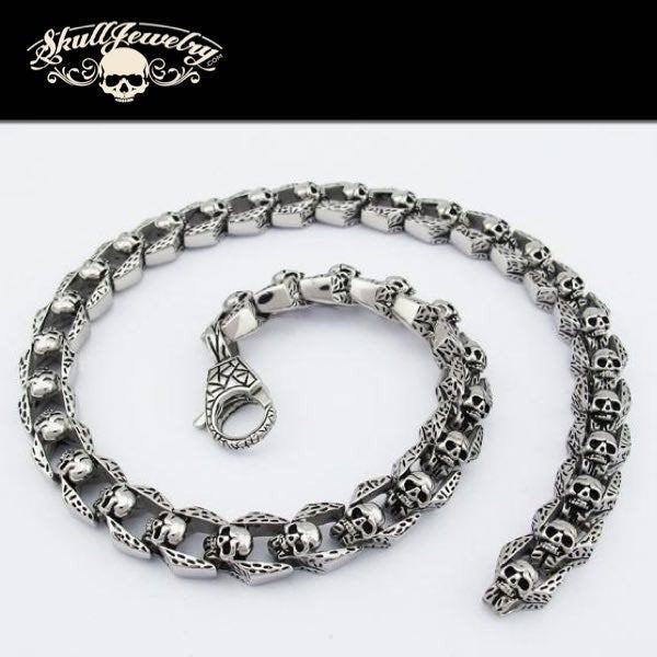 '39 Skulls' 21" 150 gram Big, Bold & Heavy Skull Necklace