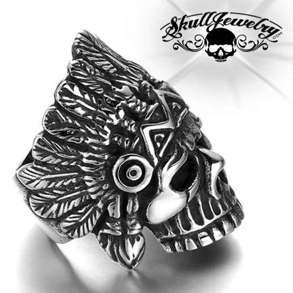 native american indian skull ring