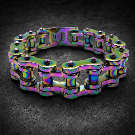Neon Chain Reaver — Biker Chain 9" Bracelet · 148 grams