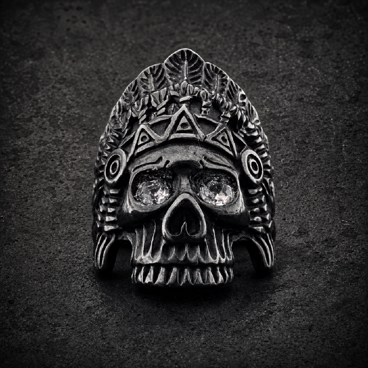 Night Chief Skull Ring - 316L stainless steel unisex jewelry (R0675)
