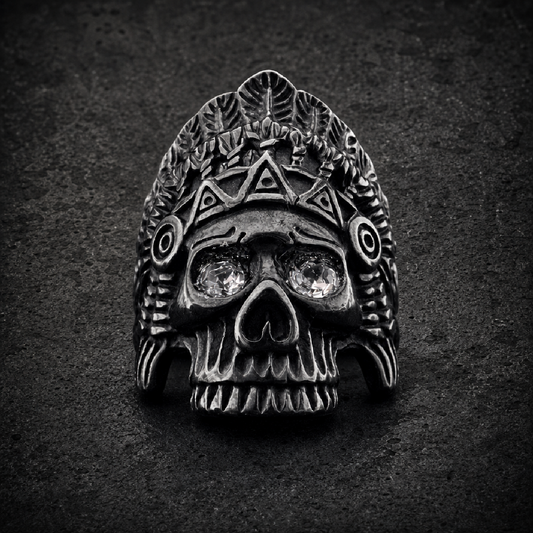 Night Chief Skull Ring - 316L stainless steel unisex jewelry (R0675)