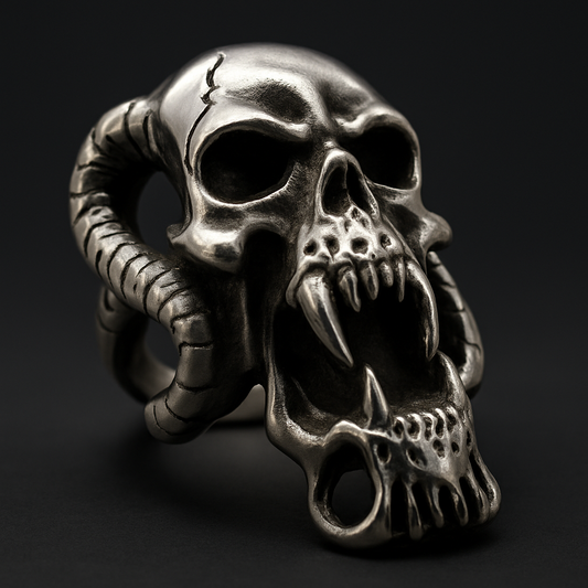 Nightmare Skull Dominator ring featuring a menacing skull design, made of durable 316L stainless steel for a bold statement.