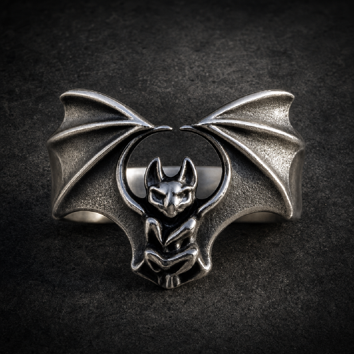 Nightwarden Bat Ring - 316L stainless steel unisex jewelry (R0862)