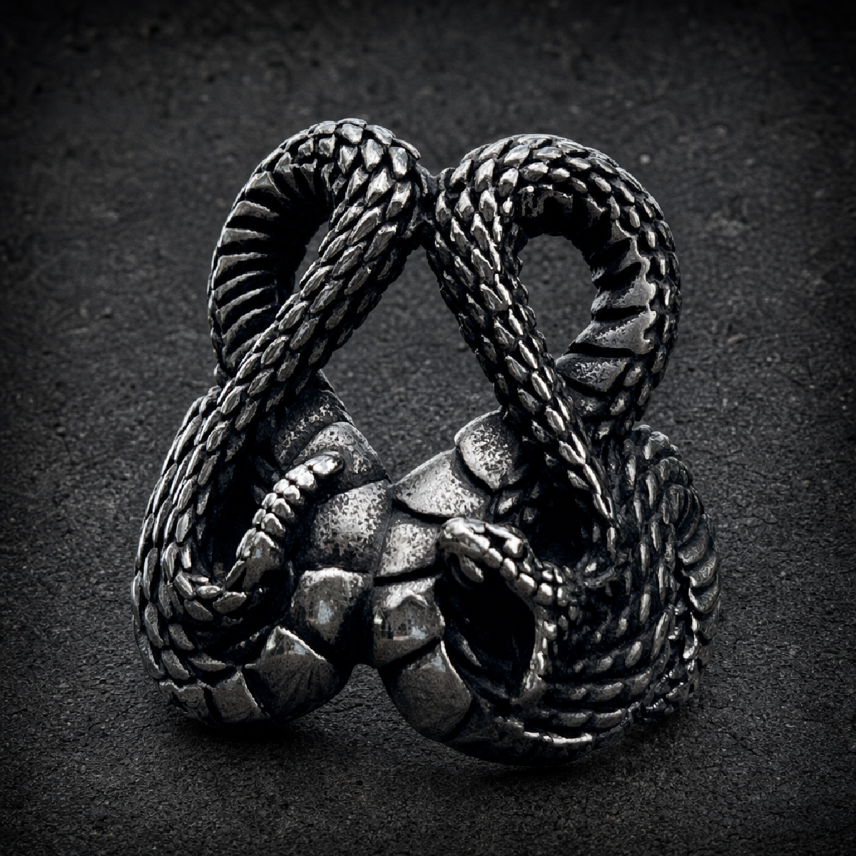 Once Bitten, Twice Shy RattleSnake Ring - 316L stainless steel unisex jewelry (R0813)