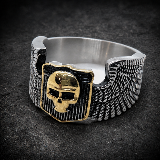 Outlaw Biker Skull Ring - 316L stainless steel unisex jewelry (R0328)