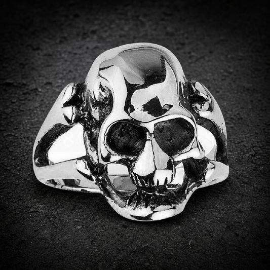 Pinky Skull Ring w/ Bones - 316L stainless steel unisex jewelry (R0386)