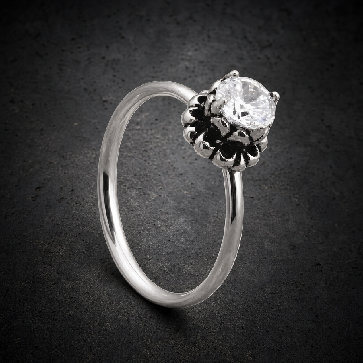 Proud Mary - Natural WHITE Zircon Stone Ring - 316L stainless steel unisex jewelry (R0574)