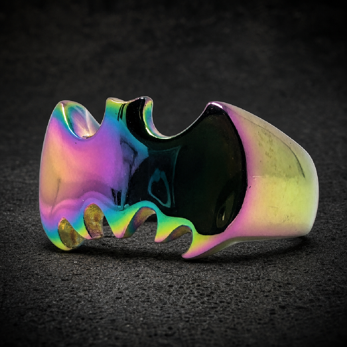 Psychedelic 'Batman' Stainless Steel Ring - 316L stainless steel unisex jewelry (R0586)